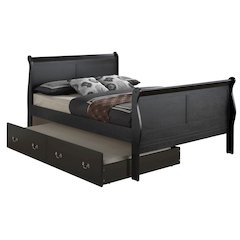 Glory Furniture Louis Phillipe Full Trundle Bed in Black Color
