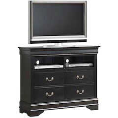 Glory Furniture Louis Phillipe Media Chest in Black Color