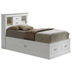 Glory Furniture Louis Phillipe Twin Storage Bed in White Color