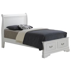 Glory Furniture Louis Phillipe Twin Storage Bed in White Color