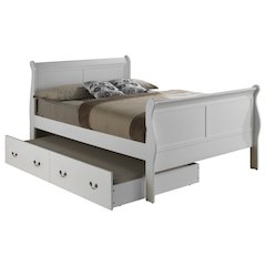 Glory Furniture Louis Phillipe Full Trundle Bed in White Color