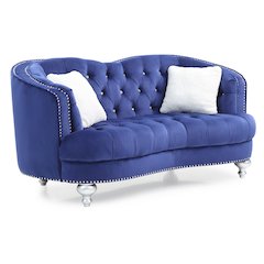 Glory Furniture Jewel Loveseat in Blue Color
