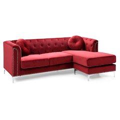 Glory Furniture Pompano Sofa Chaise in Burgundy Color