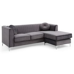 Glory Furniture Delray Sofa Chaise in Gray Color