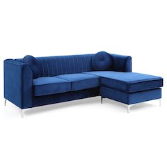 Glory Furniture Delray Sofa Chaise in Navy Blue Color