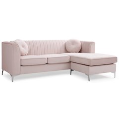 Glory Furniture Delray Sofa Chaise in Pink Color