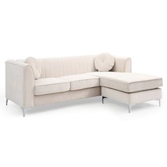 Glory Furniture Delray Sofa Chaise in Ivory Color