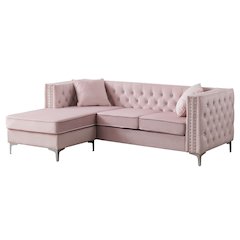 Glory Furniture Paige Sofa Chaise in Pink Color