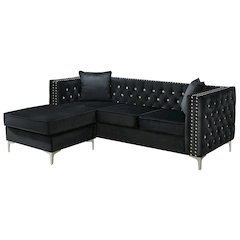 Glory Furniture Paige Sofa Chaise in Black Color