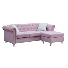 Glory Furniture Raisa Sofa Chaise in Pink Color