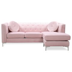 Glory Furniture Pompano Sofa Chaise in Pink Color