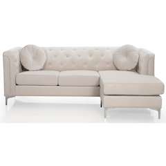 Glory Furniture Pompano Sofa Chaise in Ivory Color