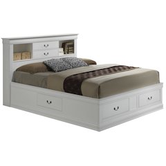 Glory Furniture Louis Phillipe King Storage Bed in White Color