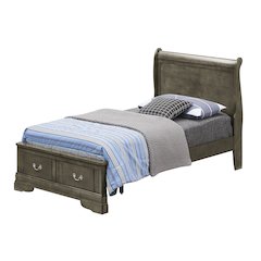 Glory Furniture Louis Phillipe King Storage Bed in Gray Color