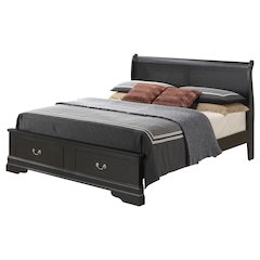 Glory Furniture Louis Phillipe King Storage Bed in Black Color