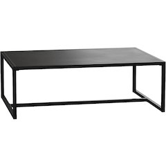 Outdoor 2 Tier Patio Coffee Table Commercial Grade Black Coffee Table for Deck, Porch, or Poolside - Steel Square Leg Frame