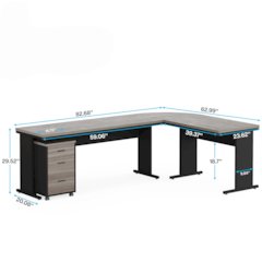 L-Shaped Executive Desk with Reversible Design & 3-Drawer File Cabinet