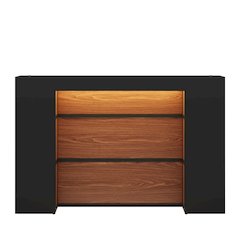 63" Modern LED Reception Desk - Black & Brown Counter with Storage