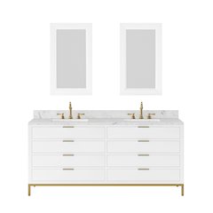 72 In. Double Sink Carrara White Marble Countertop Bath Vanity in Pure White