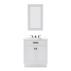 Hartford 30 In. Single Sink Carrara White Marble Countertop Bath Vanity