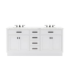 Hartford 72 In. Double Sink Carrara White Marble Countertop Bath Vanity