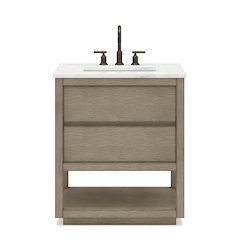 Oakman 30 In. Single Sink Carrara White Marble Countertop Bath Vanity