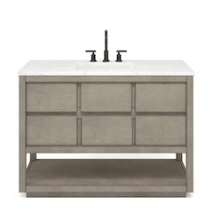 Oakman 48 In. Single Sink Carrara White Marble Countertop Bath Vanity