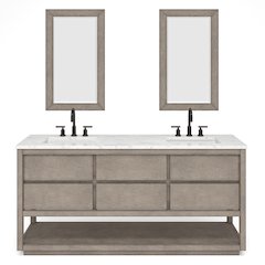 Oakman 72 In. Double Sink Carrara White Marble Countertop Bath Vanity