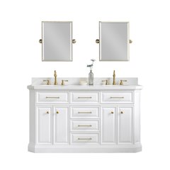 Palace 60 In. Double Sink Carrara Quartz Countertop Bath Vanity in Pure White