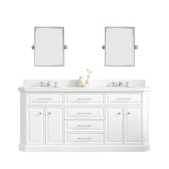 Palace 72 In. Double Sink Carrara Quartz Countertop Bath Vanity in Pure White
