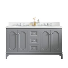 Queen 60 In. Double Sink Sink Carrara Quartz Countertop Bath Vanity