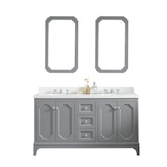 Queen 60 In. Double Sink Sink Carrara Quartz Countertop Bath Vanity