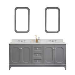 Queen 72 In. Double Sink Sink Carrara Quartz Countertop Bath Vanity