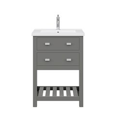 Viola 24 In. Integrated Ceramic Sink Top Vanity in Cashmere Grey Single Faucet
