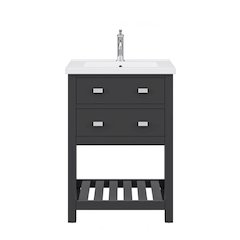Viola 24 In. Integrated Ceramic Sink Top Vanity in Espresso Single Faucet