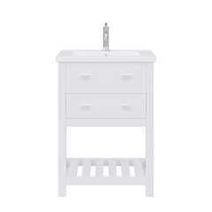 Viola 24 In. Integrated Ceramic Sink Top Vanity in Pure White Single Faucet