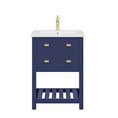 Viola 24 In. Integrated Ceramic Sink Top Vanity in Monarch Blue  Single Faucet