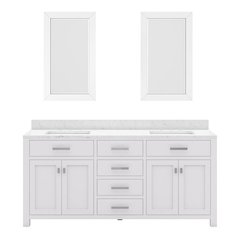 Madison 72 In. Double Sink Carrara White Marble Countertop Bath Vanity