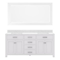 Madison 72 In. Double Sink Carrara White Marble Countertop Bath Vanity