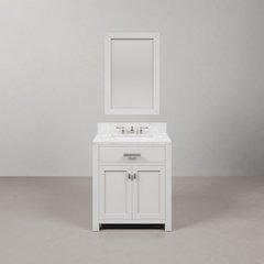 Madison 30 In. Single Sink Carrara White Marble Countertop Bath Vanity