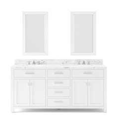 Madison 72 In. Double Sink Carrara White Marble Countertop Bath Vanity