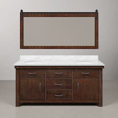72 In. Double Sink Carrara White Marble Countertop Bath Vanity in Rustic Sienna