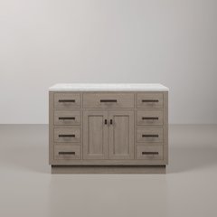 48 In. Single Sink Carrara White Marble Countertop Bath Vanity In Grey Oak