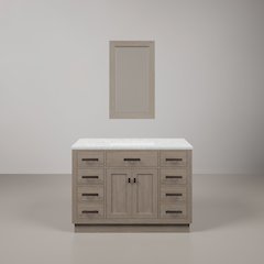 48 In. Single Sink Carrara White Marble Countertop Bath Vanity In Grey Oak