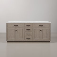 72 In. Double Sink Carrara White Marble Countertop Bath Vanity In Grey Oak