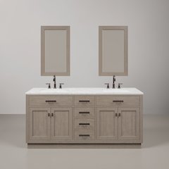 72 In. Double Sink Carrara White Marble Countertop Bath Vanity In Grey Oak