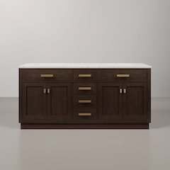 72 In. Double Sink Carrara White Marble Countertop Bath Vanity In Brown Oak