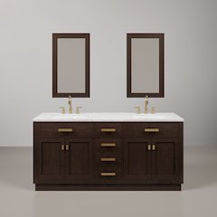 72 In. Double Sink Carrara White Marble Countertop Bath Vanity In Brown Oak