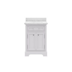 24 In. Single Sink Carrara White Marble Countertop Bath Vanity In Pure White