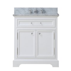 24 In. Single Sink Carrara White Marble Countertop Bath Vanity In Pure White